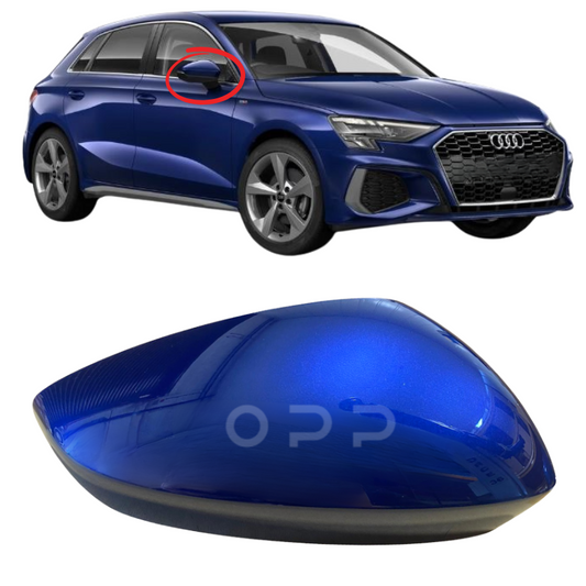 Audi A3 2021- Door Wing Mirror Cover Painted Navarra Blue