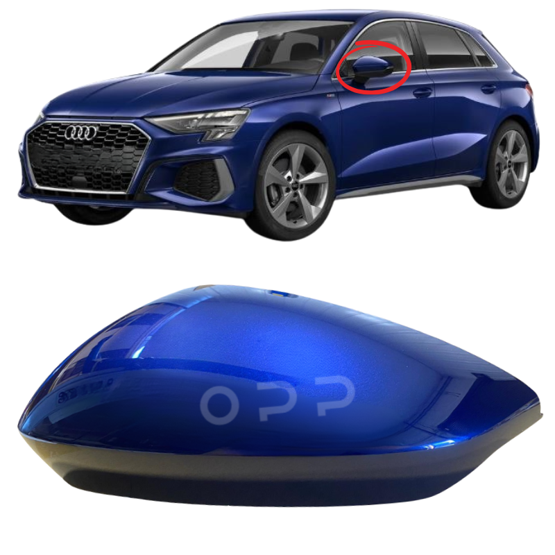 Audi A3 2021- Door Wing Mirror Cover Painted Navarra Blue