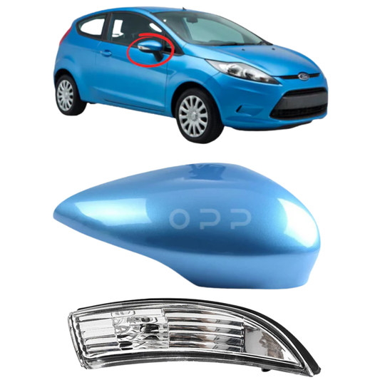 Ford Fiesta MK7 2008-2017 Door Wing Mirror Cover & Indicator Painted Vision Blue