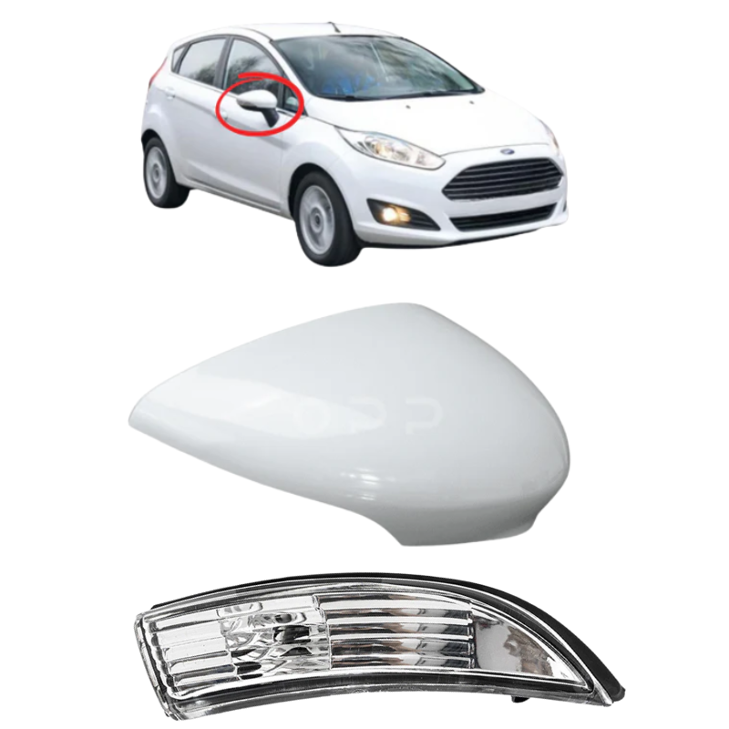 Ford Fiesta MK7 2008-2017 Door Wing Mirror Cover & Indicator Painted Frozen White