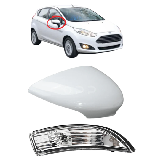 Ford Fiesta MK7 2008-2017 Door Wing Mirror Cover & Indicator Painted Frozen White