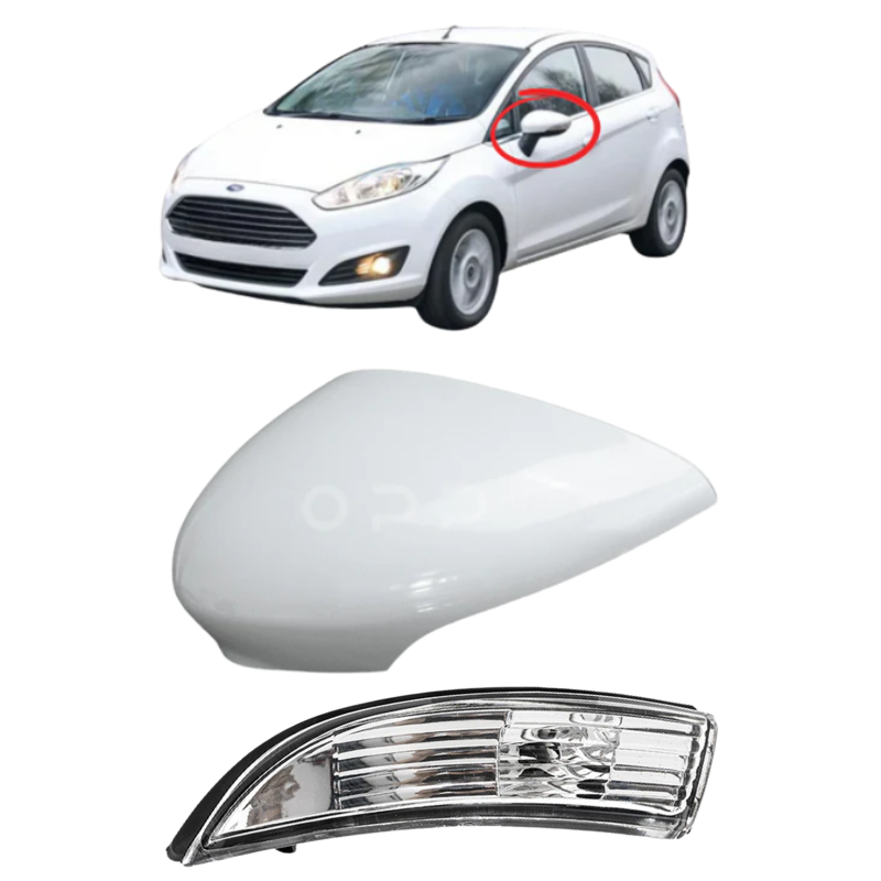 Ford Fiesta MK7 2008-2017 Door Wing Mirror Cover & Indicator Painted Frozen White