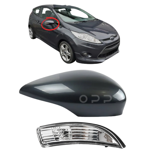 Ford Fiesta MK7 2008-2017 Door Wing Mirror Cover & Indicator Painted Sea Grey