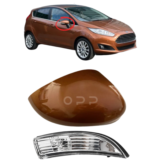 Ford Fiesta MK7 2008-2017 Door Wing Mirror Cover & Indicator Painted Copper Pulse