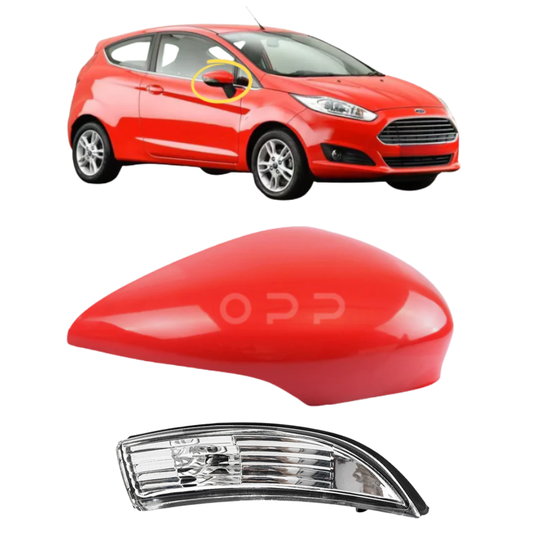 Ford Fiesta MK7 2008-2017 Door Wing Mirror Cover & Indicator Painted Race Red