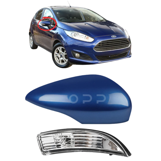 Ford Fiesta MK7 2008-2017 Door Wing Mirror Cover & Indicator Painted Deep Impact Blue