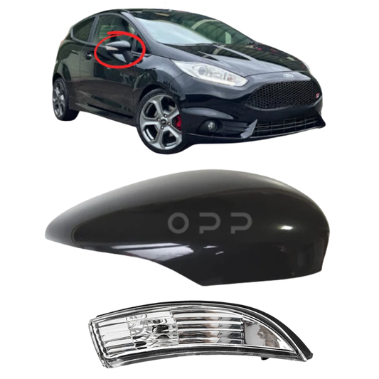 Ford Fiesta MK7 2008-2017 Door Wing Mirror Cover & Indicator Painted Black