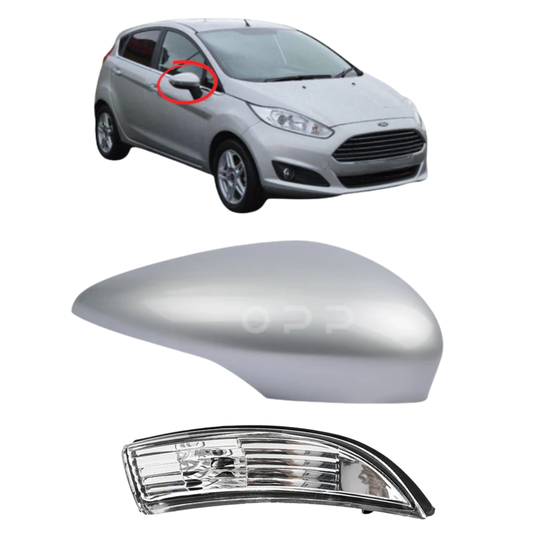 Ford Fiesta MK7 2008-2017 Door Wing Mirror Cover & Indicator Painted Moondust Silver