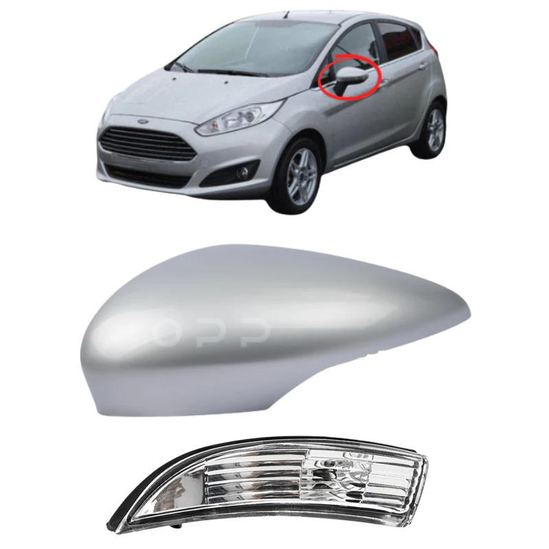 Ford Fiesta MK7 2008-2017 Door Wing Mirror Cover & Indicator Painted Moondust Silver