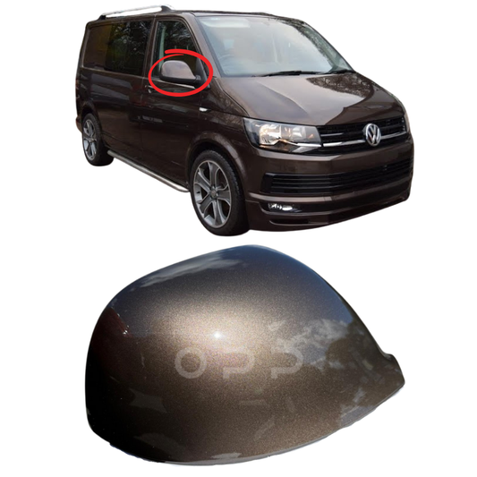 VW T6 T6.1 Transporter 2015-2024 Door Wing Mirror Cover Painted Chestnut Brown LH8W