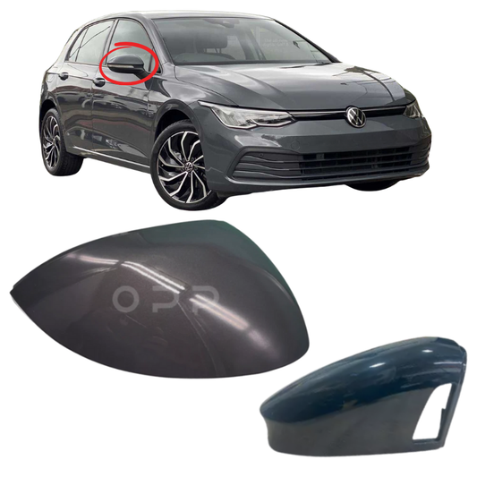 VW Golf MK8 2020- Door Wing Mirror Cover Painted Dolphin Grey Lane Assist