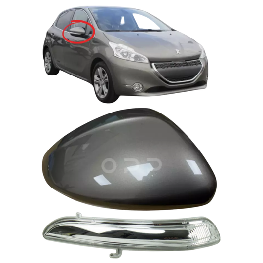 Peugeot 208 2012-2019 Door Wing Mirror Cover & Indicator Painted Spirit Grey