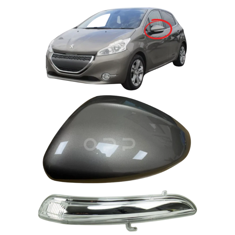 Peugeot 208 2012-2019 Door Wing Mirror Cover & Indicator Painted Spirit Grey