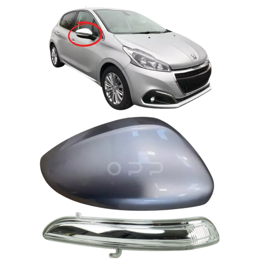 Peugeot 208 2012-2019 Door Wing Mirror Cover & Indicator Painted Silver