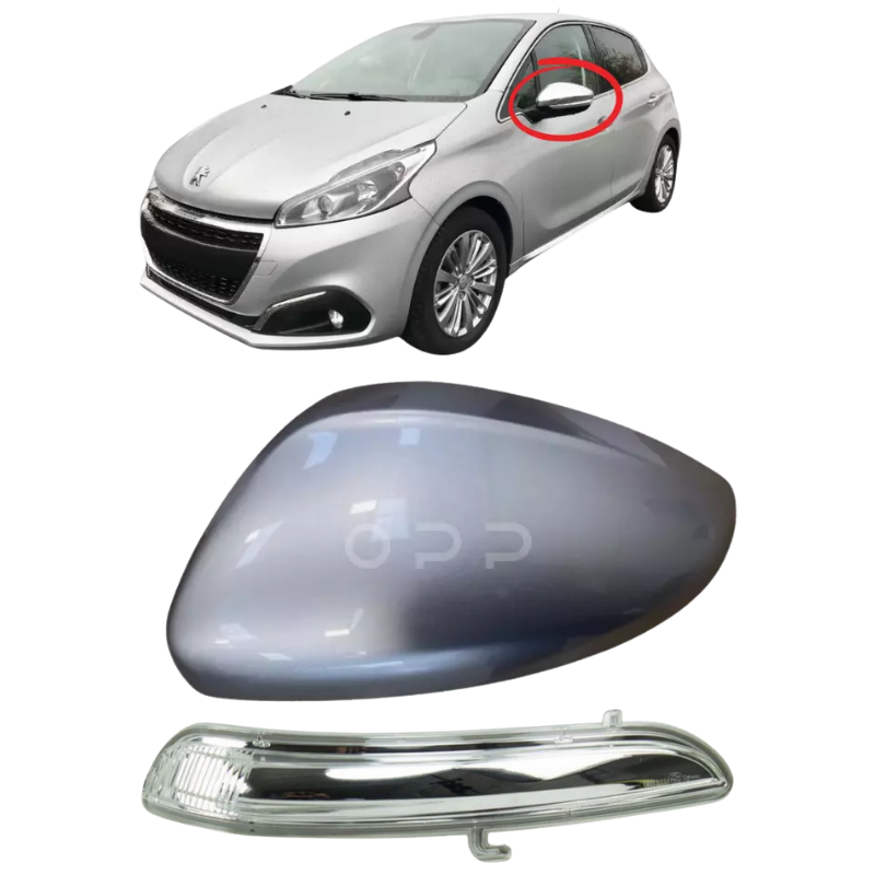 Peugeot 208 2012-2019 Door Wing Mirror Cover & Indicator Painted Silver