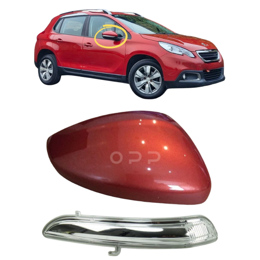 Peugeot 208 2012-2019 Door Wing Mirror Cover & Indicator Painted Rouge Erythree