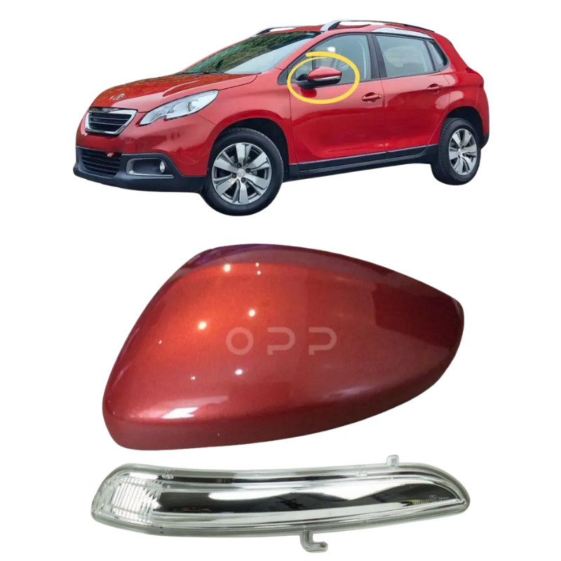 Peugeot 208 2012-2019 Door Wing Mirror Cover & Indicator Painted Aden Red