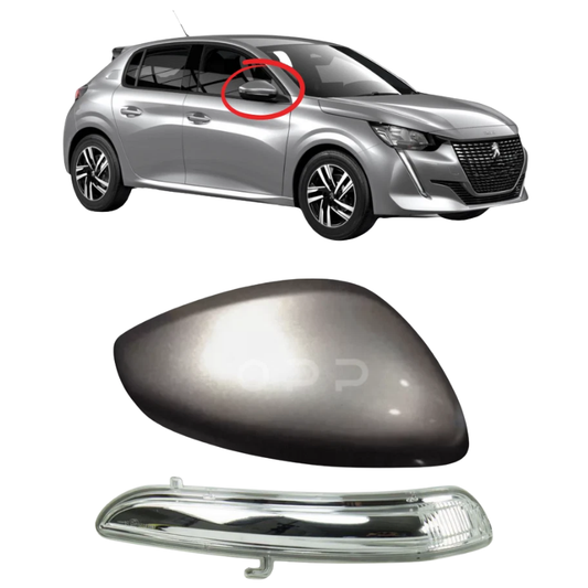 Peugeot 208 2012-2019 Door Wing Mirror Cover & Indicator Painted Gris Artense