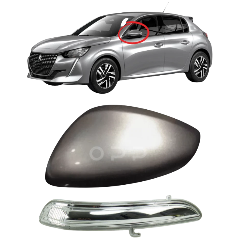 Peugeot 208 2012-2019 Door Wing Mirror Cover & Indicator Painted Gris Artense