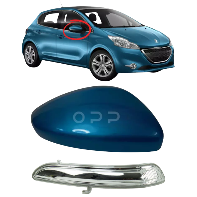 Peugeot 208 2012-2019 Door Wing Mirror Cover & Indicator Painted Belle Isle Blue