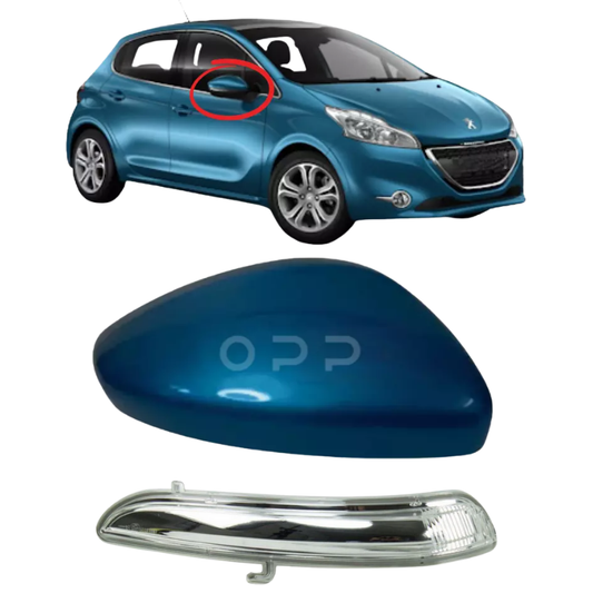 Peugeot 208 2012-2019 Door Wing Mirror Cover & Indicator Painted Belle Isle Blue