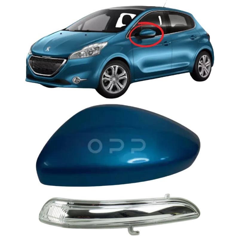 Peugeot 208 2012-2019 Door Wing Mirror Cover & Indicator Painted Belle Isle Blue