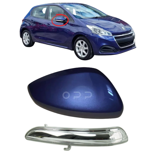 Peugeot 208 2012-2019 Door Wing Mirror Cover & Indicator Painted Virtual Blue