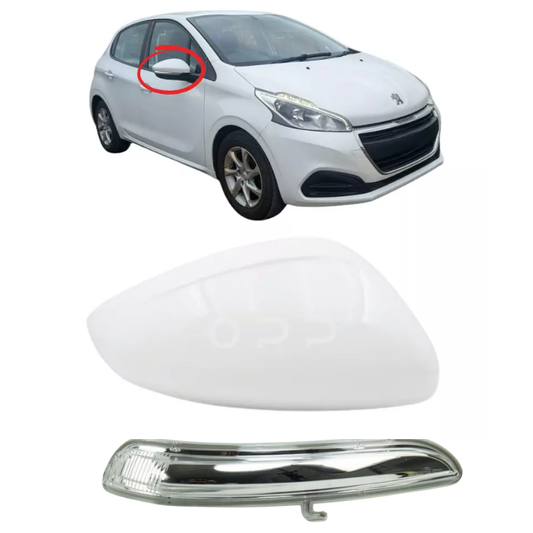 Peugeot 208 2012-2019 Door Wing Mirror Cover & Indicator Painted Polar White