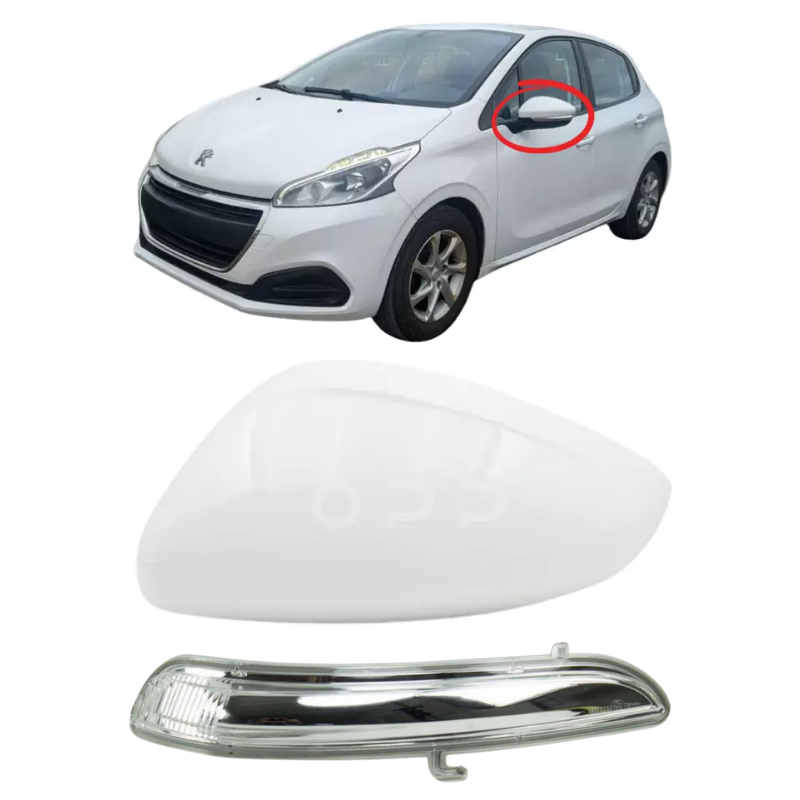 Peugeot 208 2012-2019 Door Wing Mirror Cover & Indicator Painted Polar White