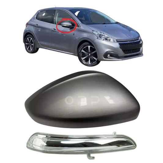 Peugeot 208 2012-2019 Door Wing Mirror Cover & Indicator Painted Grey Platinum