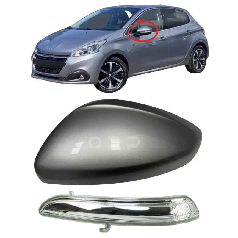 Peugeot 208 2012-2019 Door Wing Mirror Cover & Indicator Painted Grey Platinum