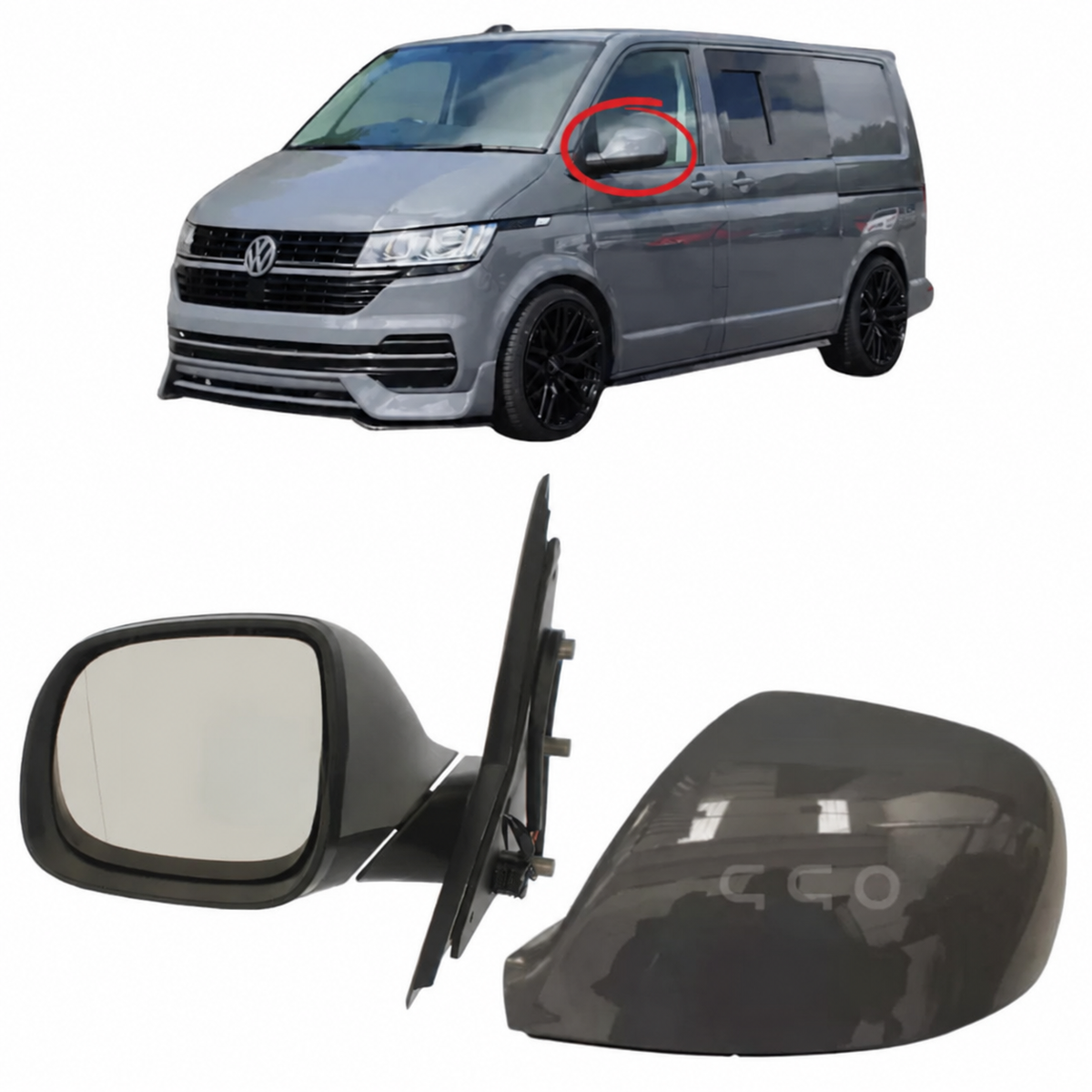VW Transporter T6 T6.1 2015-2025 Wing Mirror Complete Painted Pure Grey LH7J