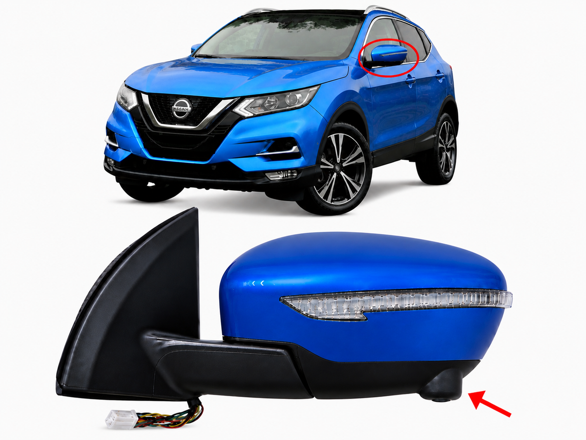 Nissan Qashqai J11 2014-2021 Wing Mirror Complete Painted Vivid Blue RCA (With Camera)