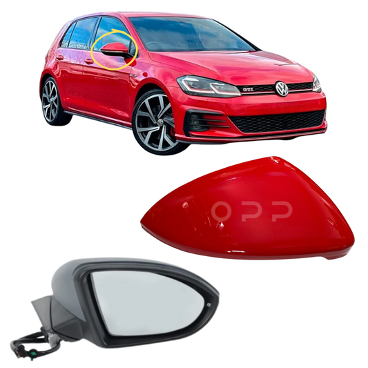 VW Golf MK7 2013-2020 Door Wing Mirror Complete Painted Tornado Red LY3D