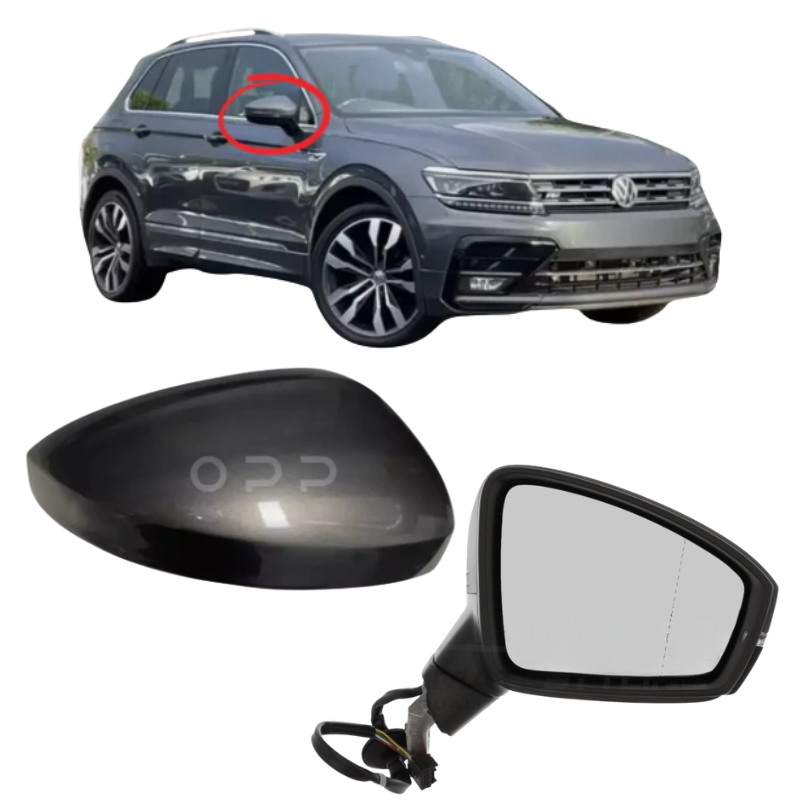 VW Tiguan 2017-2023 Door Wing Mirror Complete Electric Painted Indium Grey LR7H