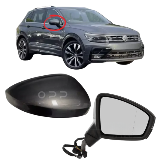 VW Tiguan 2017-2023 Door Wing Mirror Complete Electric Painted Indium Grey LR7H