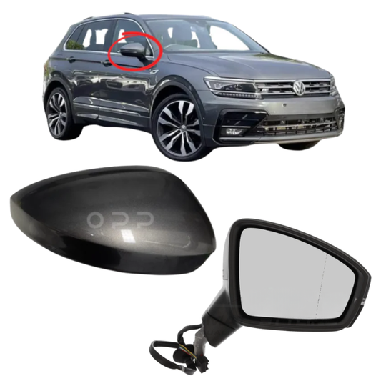 VW Tiguan 2017-2023 Door Wing Mirror Complete Electric Painted Platinum Grey LD7X