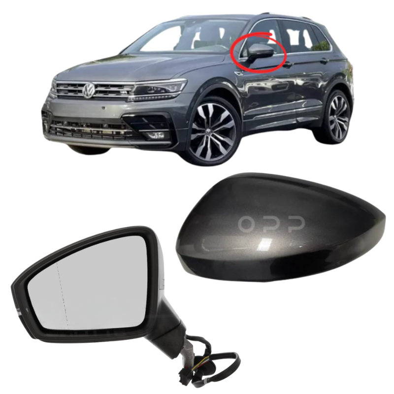 VW Tiguan 2017-2023 Door Wing Mirror Complete Electric Painted Platinum Grey LD7X