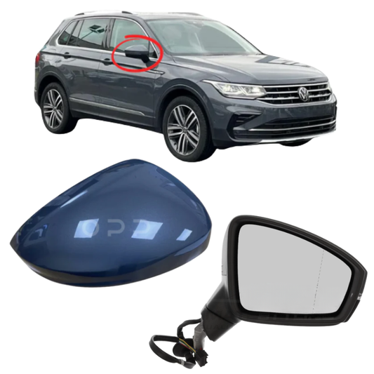 VW Tiguan 2017-2023 Door Wing Mirror Complete Electric Painted Delfin Grey LC7Q