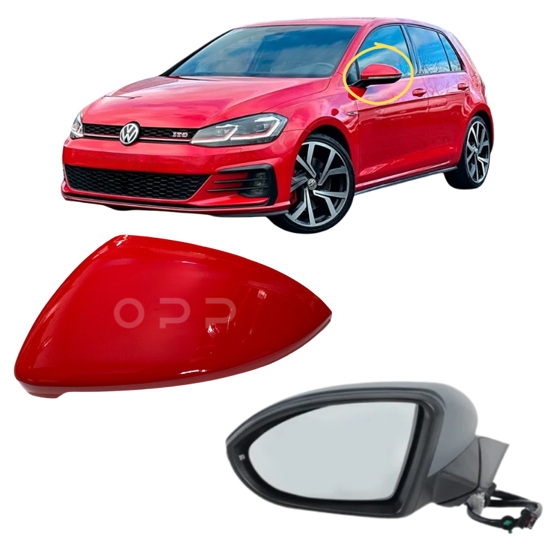 VW Golf MK7 2013-2020 Door Wing Mirror Complete Painted Tornado Red LY3D