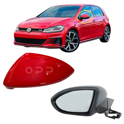VW Golf MK7 2013-2020 Door Wing Mirror Complete Painted Tornado Red LY3D