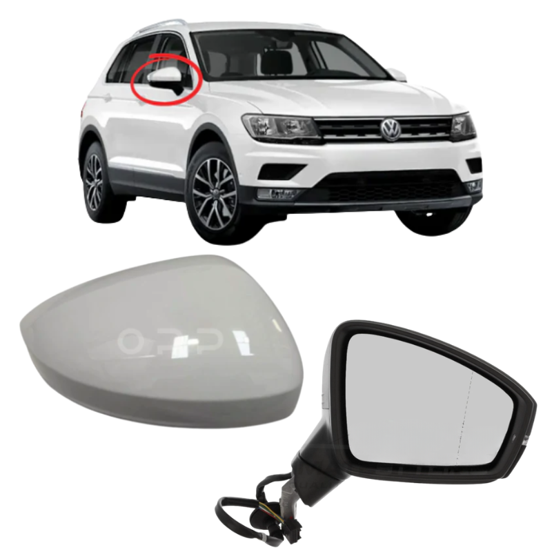 VW Tiguan 2017-2023 Door Wing Mirror Complete Electric Painted Pure White LC9A