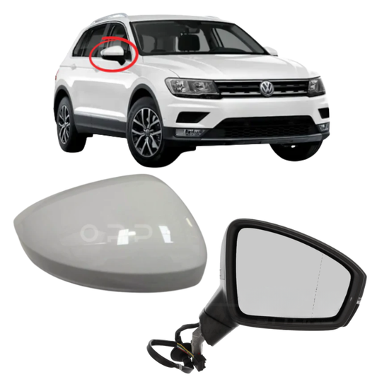 VW Tiguan 2017-2023 Door Wing Mirror Complete Electric Painted Pure White LC9A