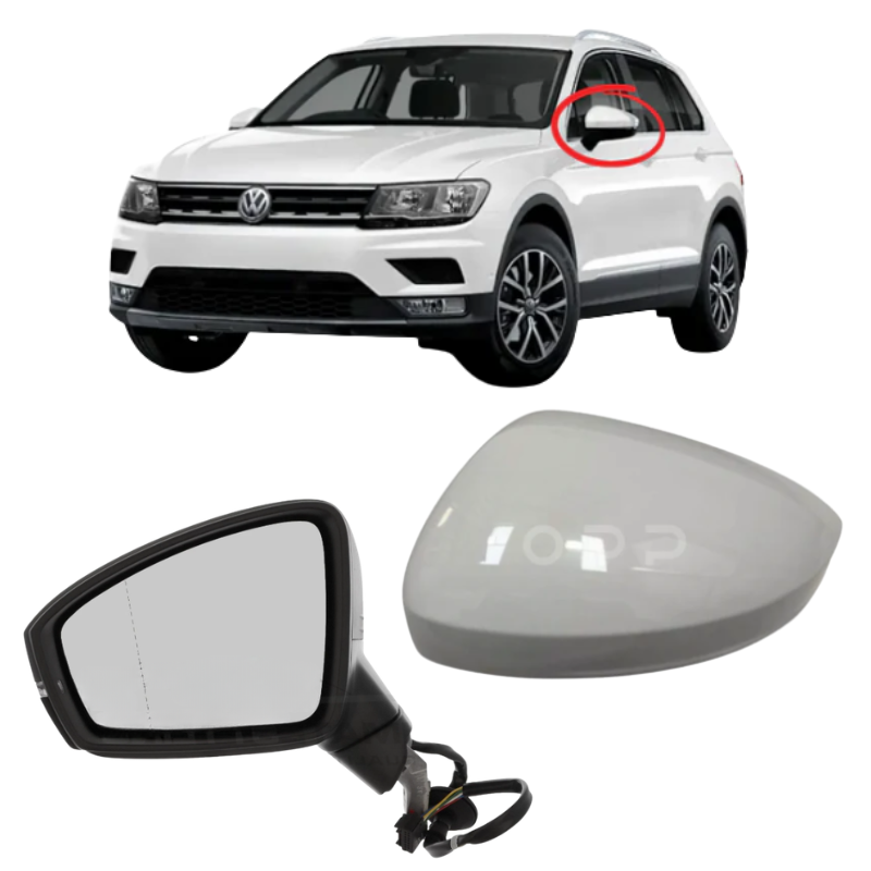 VW Tiguan 2017-2023 Door Wing Mirror Complete Electric Painted Pure White LC9A