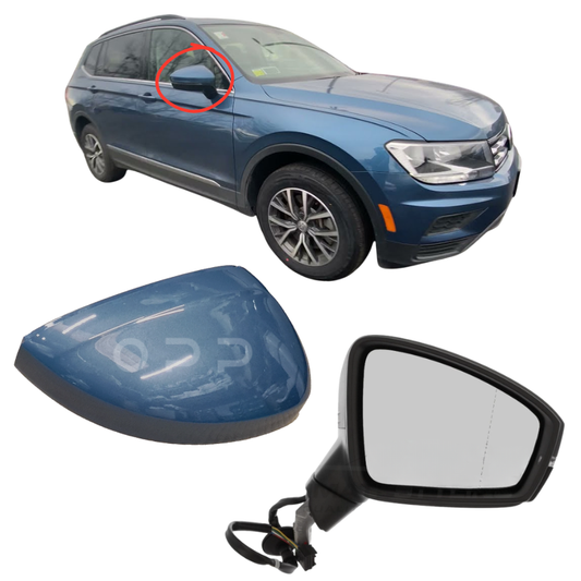 VW Tiguan 2017-2023 Door Wing Mirror Complete Electric Painted Silk Blue Metallic