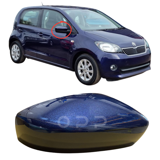 Skoda Citigo 2012-2020 Door Wing Mirror Cover Painted Night Blue Metallic LH5X