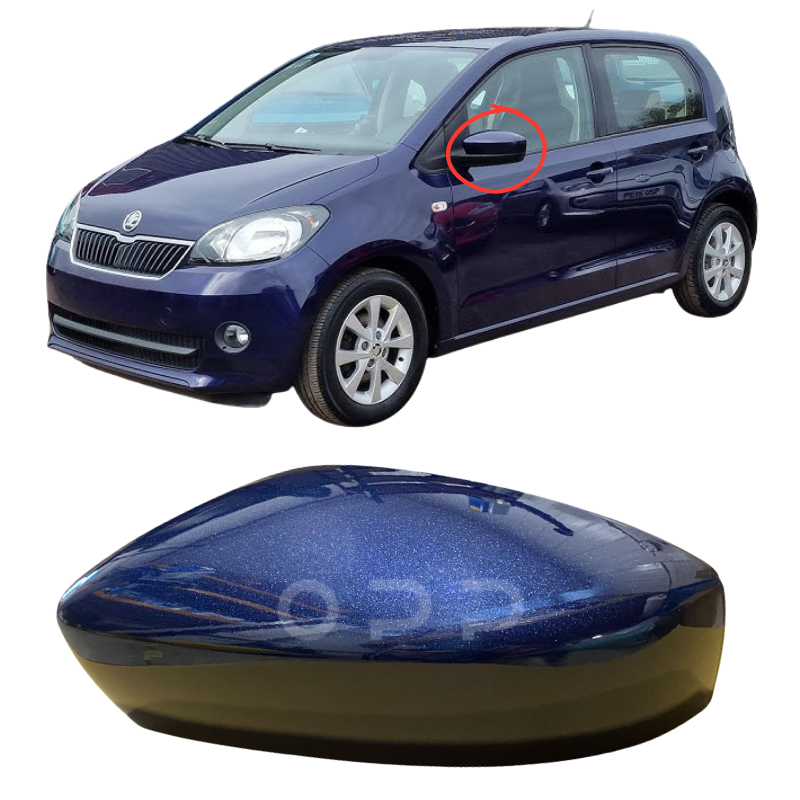 Skoda Citigo 2012-2020 Door Wing Mirror Cover Painted Night Blue Metallic LH5X