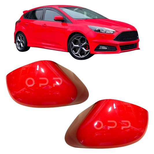 Ford Focus 2008-2018 Door Wing Mirror Covers Painted Race Red Pair
