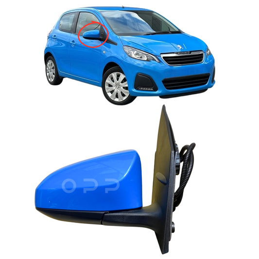 Peugeot 108 2014-2020 Door Wing Mirror Complete Electric Painted Blue Capri ETB