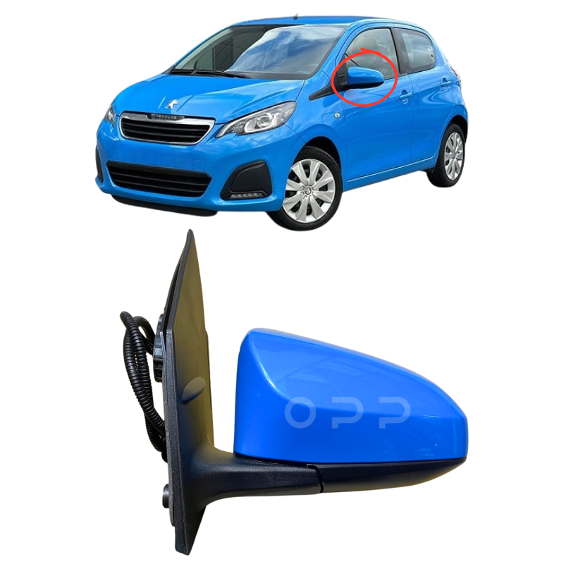 Peugeot 108 2014-2020 Door Wing Mirror Complete Electric Painted Blue Capri ETB
